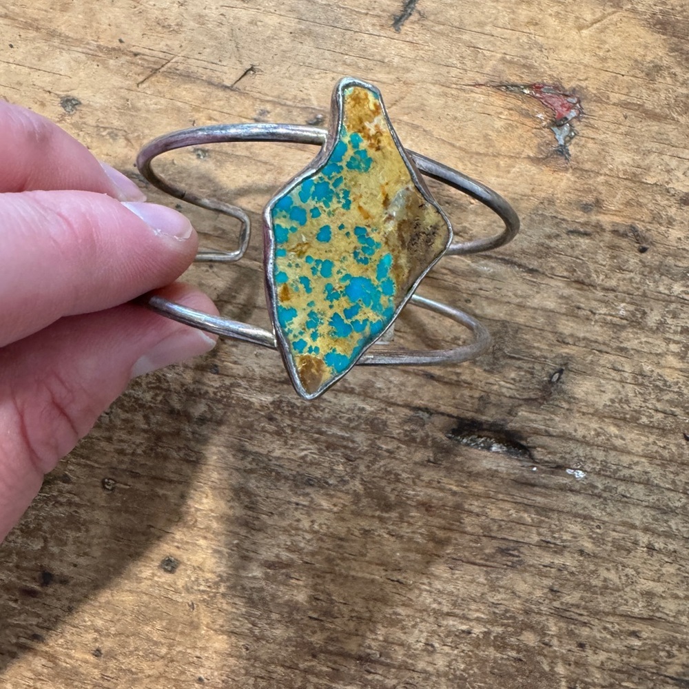 Turquoise and Gold-Toned Cuff Bracelet